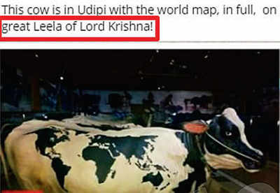 Cow With World Map Fake News Buster: World Map on Cow in udupi