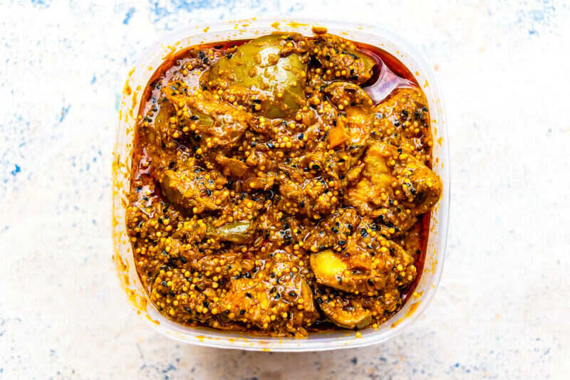 North_Indian_mango_pickle_marinated_in_mustard_oil_and_mixed_with_Indian_spices