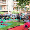 Students take up yoga.