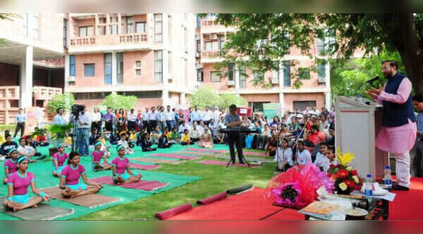 Students take up yoga.
