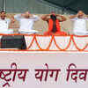 Amit Shah, Baba Ramdev perform yoga in Ahmedabad