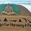 Renowned sand artist Sudarsan Pattnaik dedicates his latest sculpture to Yoga Day