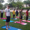 Yoga being performed at the USA embassy in Delhi