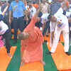 Governor Ram Naik, CM Yogi Adityanath and Deputy CM Keshav Prasad Maurya perform yoga in Lucknow