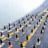 Yoga onboard aircraft carrier INS Vikramaditya