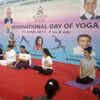 Maharashtra chief minister Devendra Fadnavis takes part in Yoga Day celebrations