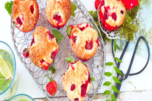 Eggless Oatmeal Strawberry Muffins With Whole Wheat Flour