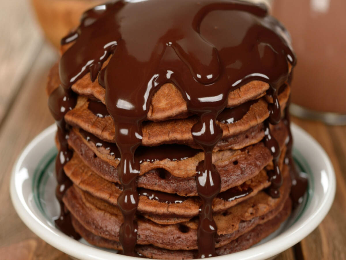 Japanese style whole wheat chocolate pancakes