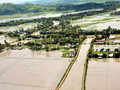 An aerial view of the flood affected areas