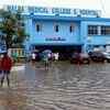 Floods outside Malda Medical College and Hospital after heavy downpour in Malda. (PTI photo)