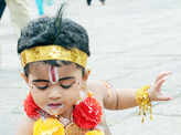 Cute kids dressed up as Lord Krishna