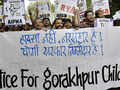Social activists and students shout slogans