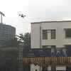 A drone being used to film the ongoing Dahi Handi celebration at Vartak Nagar in Mumbai (TOI Photo)