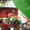 Boys with tricolour, at Dahi handi function at Bhandup