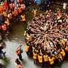 Devotees form a human pyramid during celebrations to mark the festival of Janmashtami in Mumbai.