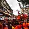 Devotees celebrating the festival of Janmashtami in Mumbai.