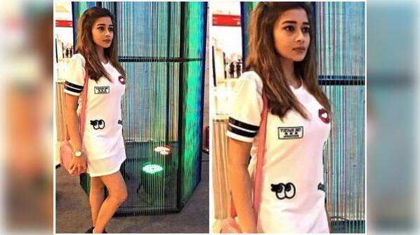 Tinaa Dattaa in a t-shirt dress