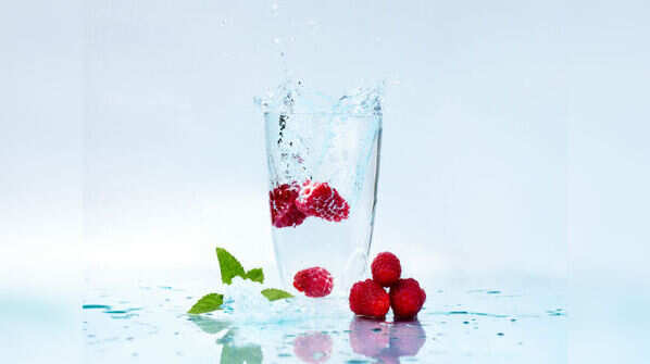 Raspberry or strawberry mint water