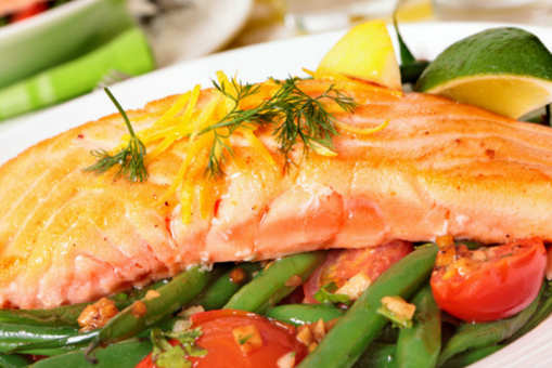 Salmon Green bean and Tomatoes