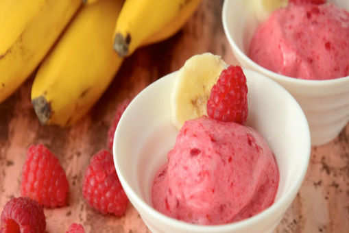 Raspberry and Banana Ice Cream