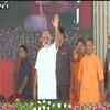 PM Modi and UP CM Yogi Adityanath arrive at Lalpur stadium