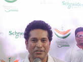 Sachin distributes solar lamps in Barabanki village