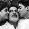 A peck on the cheek from Shweta and Abhishek