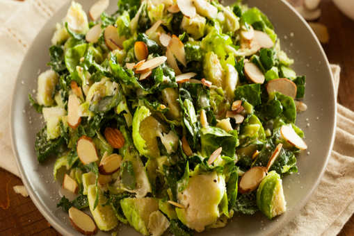 Shredded Kale and Brussels Sprout Salad with Lemon