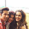 Varun, Jacqueline and Taapsee pose for a selfie in Mauritius