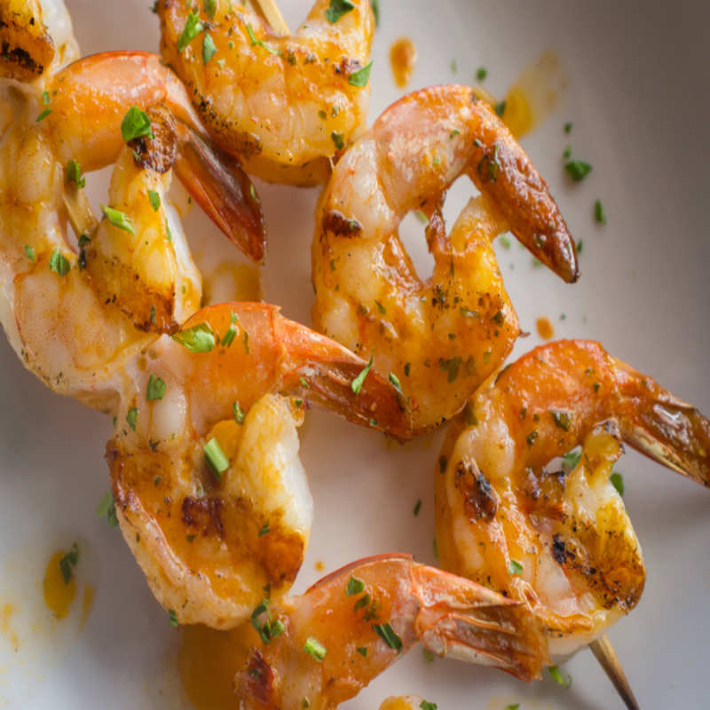 Garlic shrimp outlet skewers