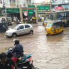 Waterlogged roads in Chennai's Velachery locality.
