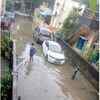 A flooded street in Thillai Ganga Nagar, Nanganallur