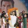 Rahul Gandhi being garlanded