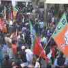 Visual from the BJP headquarters in Delhi as trends indicate party's victory in both Gujarat and Himachal (ANI Photo)