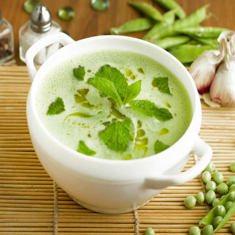 Mint and pea deals soup