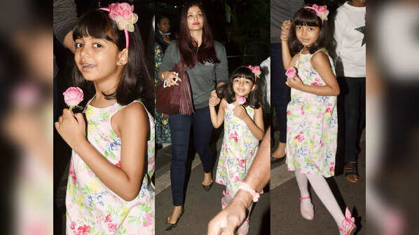 Aaradhya Bachchan strikes a picture-perfect pose with mum Aishwarya Rai Bachchan at the airport