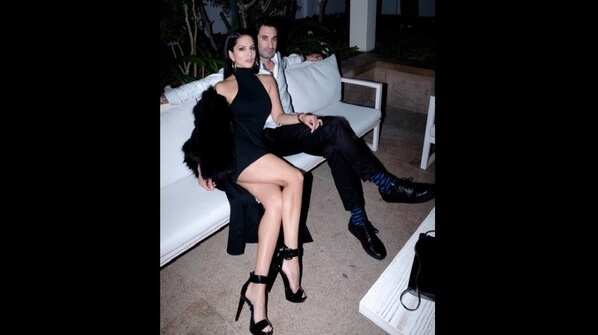 Sunny Leone looks bewitching in black as she strikes a pose with hubby Daniel Weber