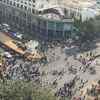 A top view of T-point near MTNL office in Ghatkopar where protesters can be seen blocking roads.