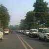 Vehicles of RJD functionaries queued up in front of Rabri Devi's residence at Patna