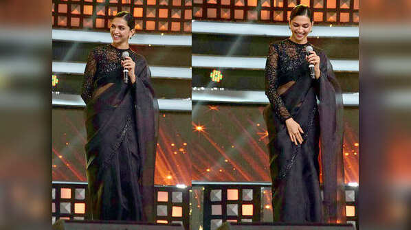 Pic: Deepika Padukone looks bodacious in a black saree
