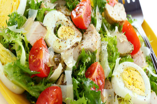 Cos Salad with Chicken and Boiled Eggs