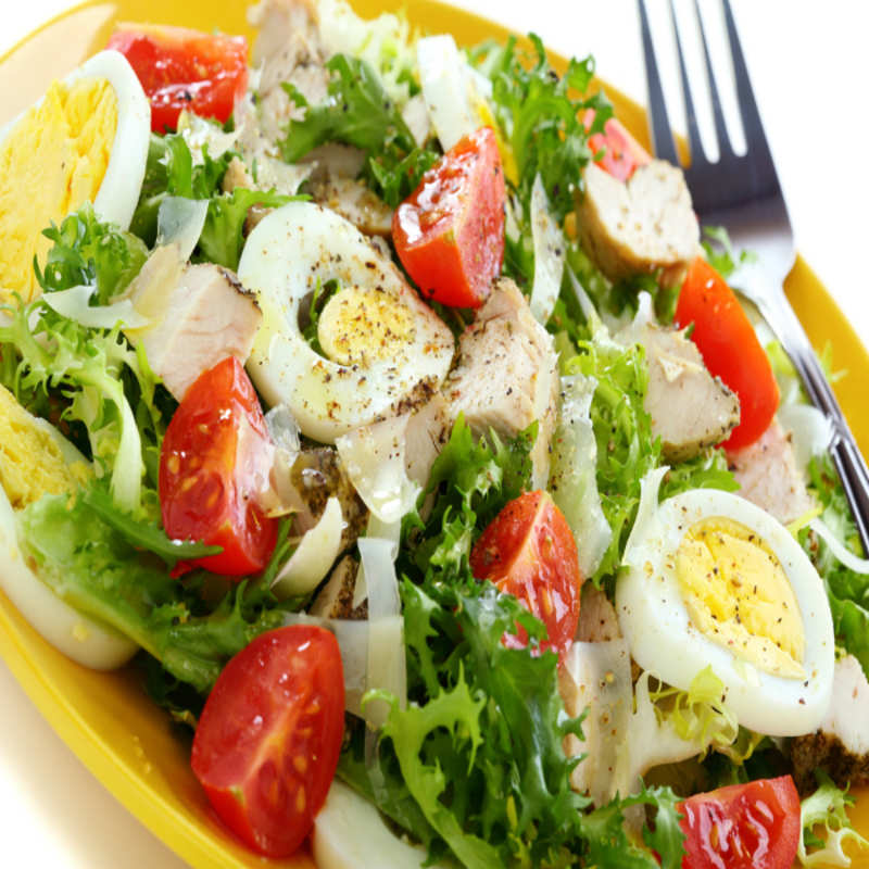 Cos Salad with Chicken and Boiled Eggs Recipe