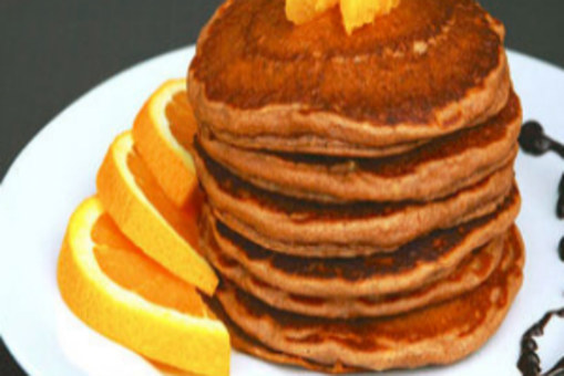 Orange Pancakes with Chocolate Sauce