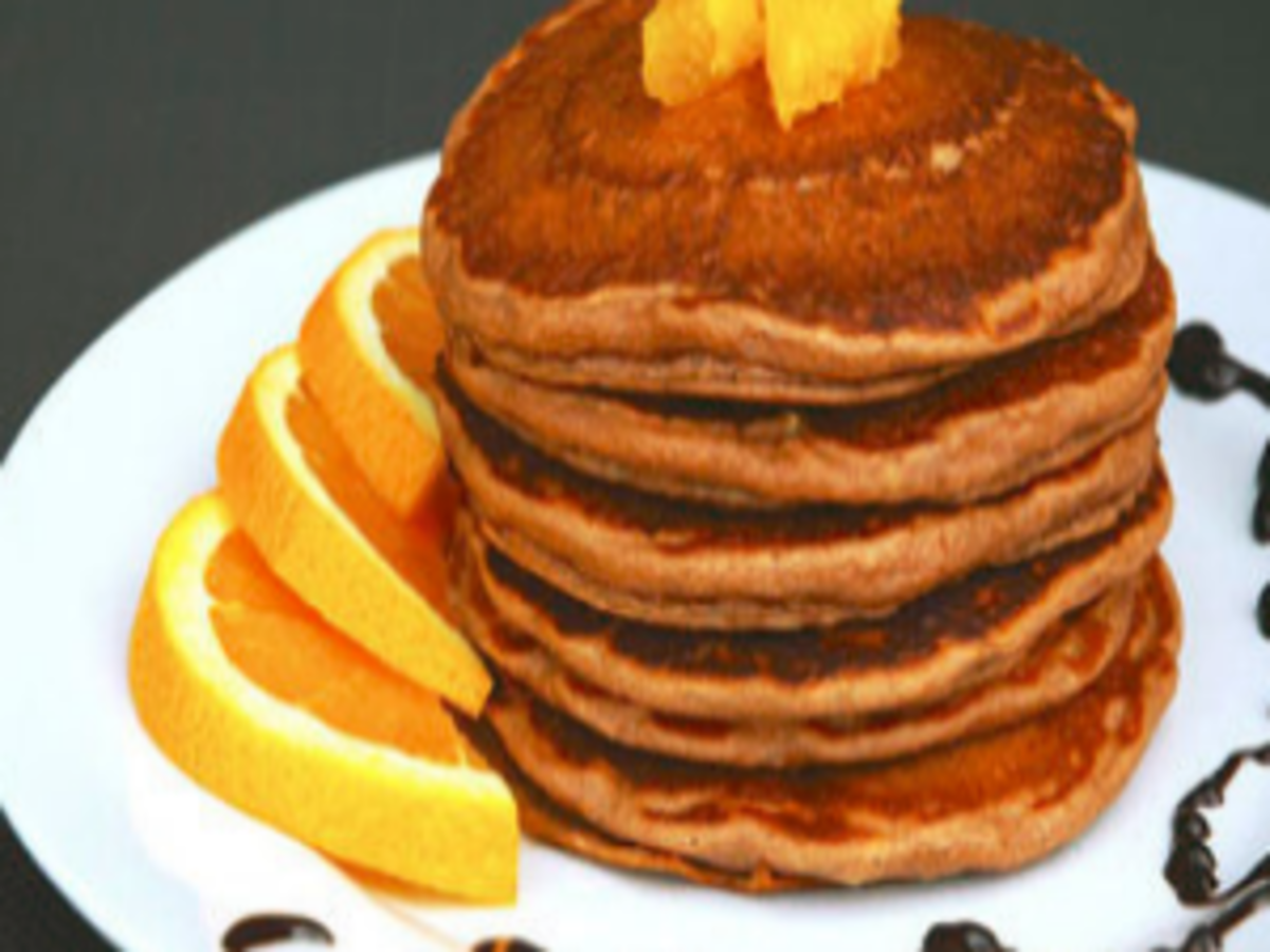 Orange Pancakes with Chocolate Sauce Recipe