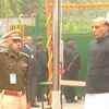 Union Home Minister Rajnath Singh hoists the tricolour at his official residence in New Delhi