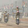 BSF India women's motorcycle team, Seema Bhawani, performs at the 69th Republic Day celebrations
