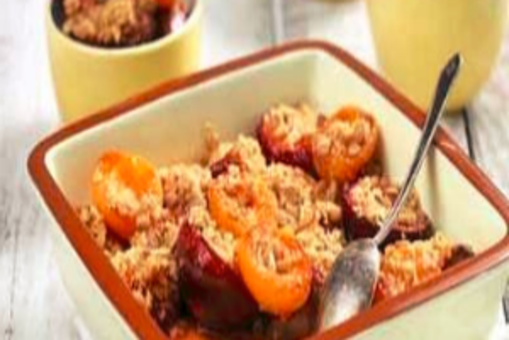 Roasted Stone Fruits with Cookie Crumble