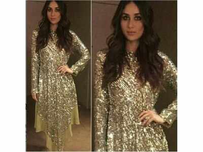 green emerald velvet dress KAREENA KAPOOR 2026 KHAN LUXURY SILK DRESS WITH GOLDEN MIRROR DUPATTA| –  Shaebiz Collection main image 0