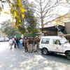 A group of policemen outside Delhi secretariat