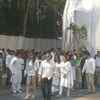 Crowd outside the Celebrations Sports Club in Mumbai